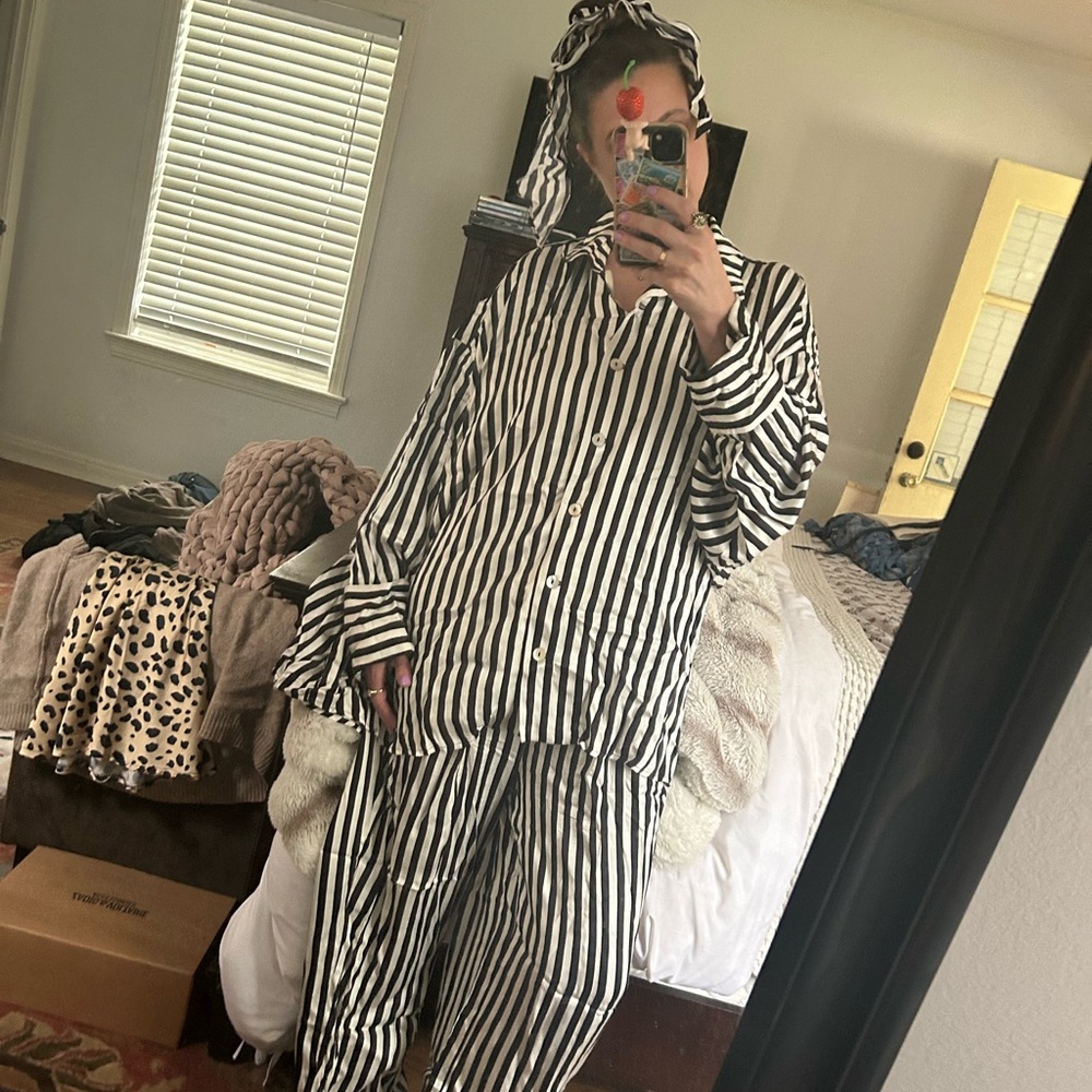 Sleeper Black and White Striped Pajama Set